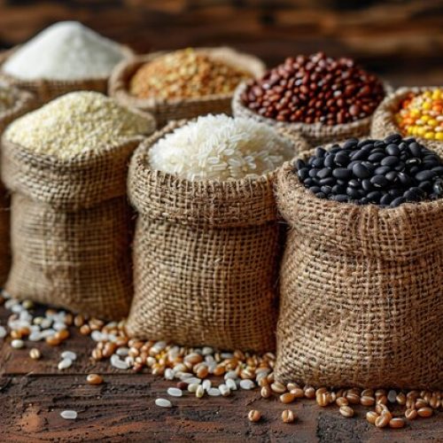 top-view-various-grains-jute-bags-including-rice-quinoa-is-arranged-table_774065-3445